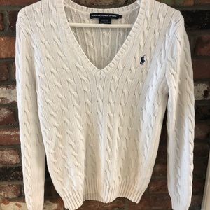 White Polo Ralph Lauren Cable Knit Sweater